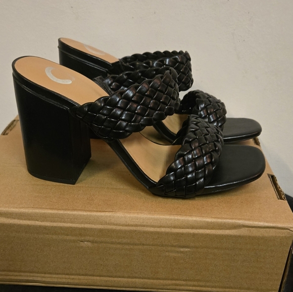 Journee MELISSA Black Braided Women's Heels - Picture 2 of 8